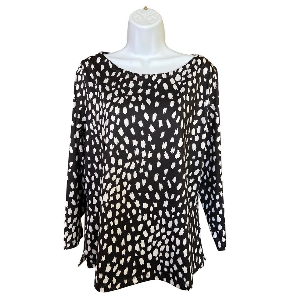 Vineyard Vines Rash Guard Large Black White Dot Print Swim Shirt Long Sleeve UPF